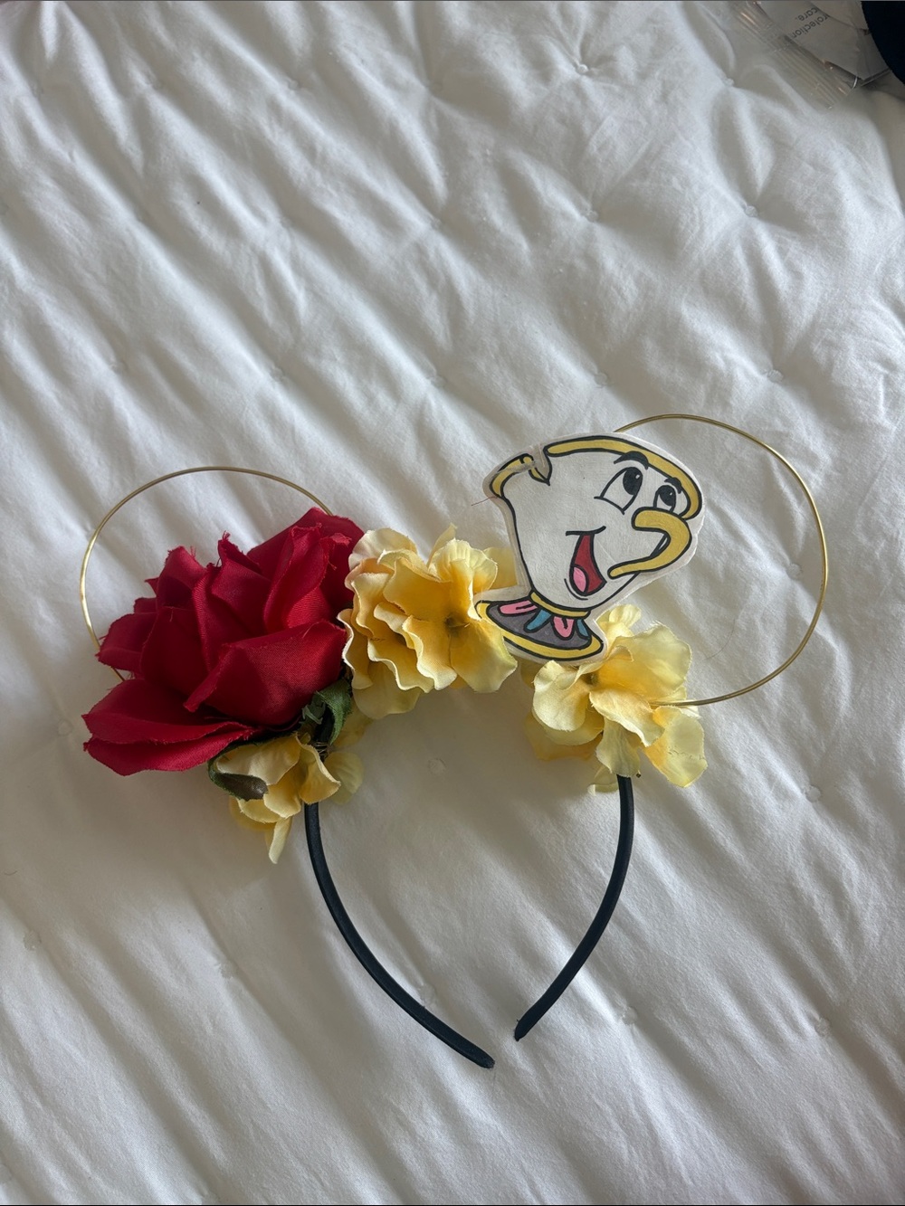 Chip Floral Mouse Ear Headband - Red & Yellow Kids Costume Accessory